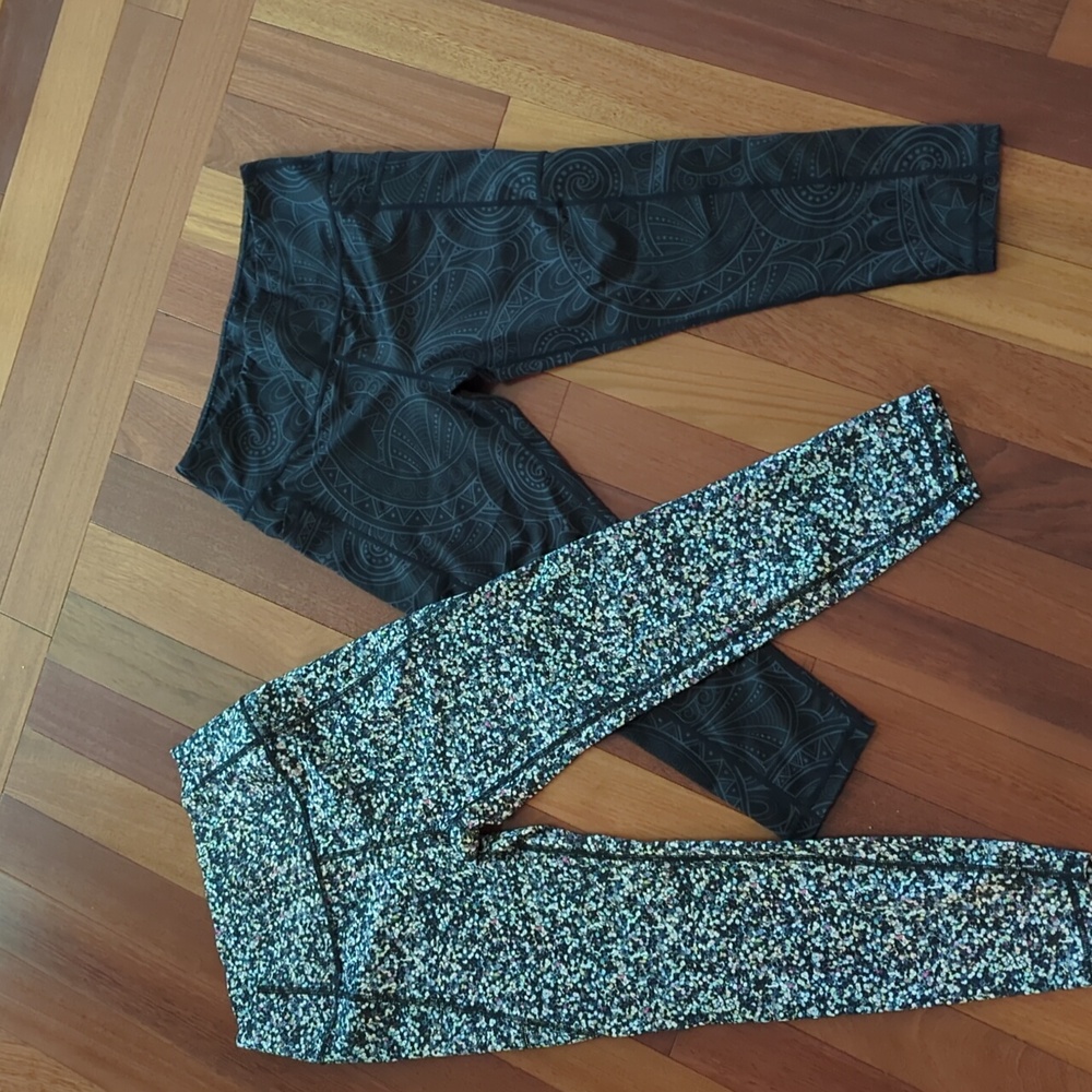 Size M Black CVG Tribal Print Leggings & Gap Blackout Speckle Leggings